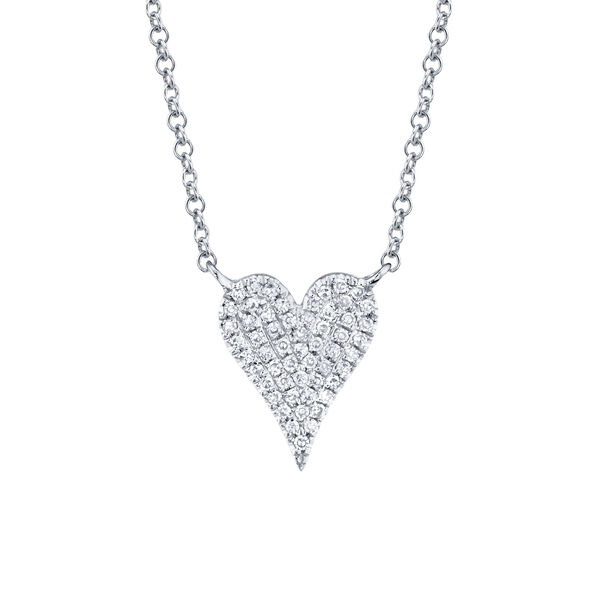Pendentif coeur Kate en or blanc avec pav&eacute; de diamant